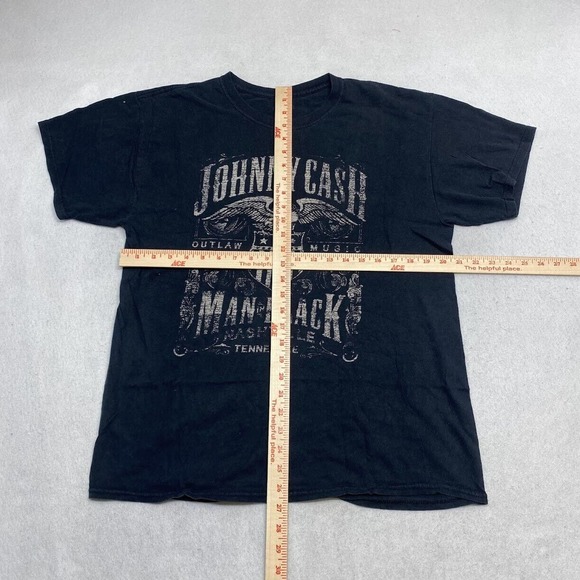 Johnny Cash Man In Black Tee Thrifted Vintage Style Size L - Picture 5 of 10